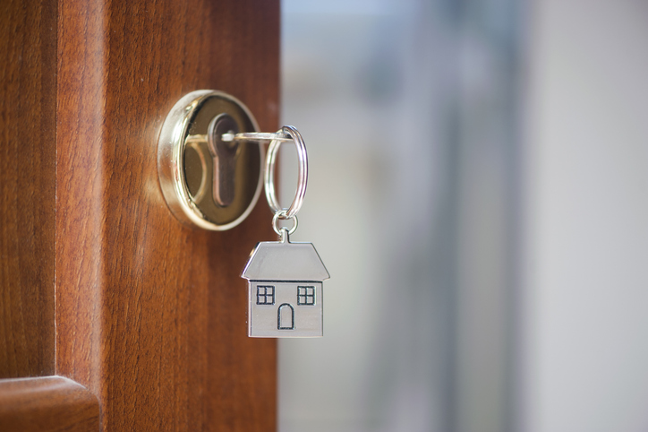 House key in door