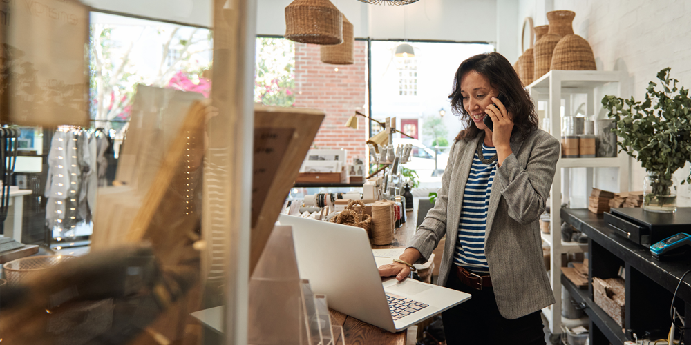 Small business owner at work in her store